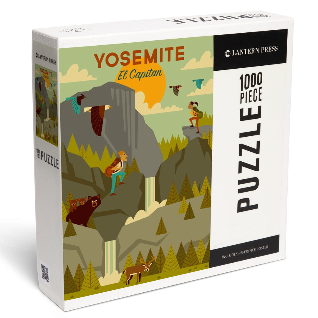 Yosemite National Park, California, El Capitan, Geometric National Park Series, Jigsaw Puzzle Puzzle Lantern Press 