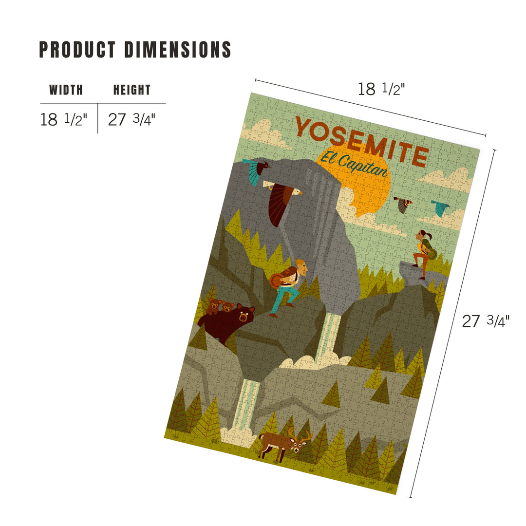 Yosemite National Park, California, El Capitan, Geometric National Park Series, Jigsaw Puzzle Puzzle Lantern Press 