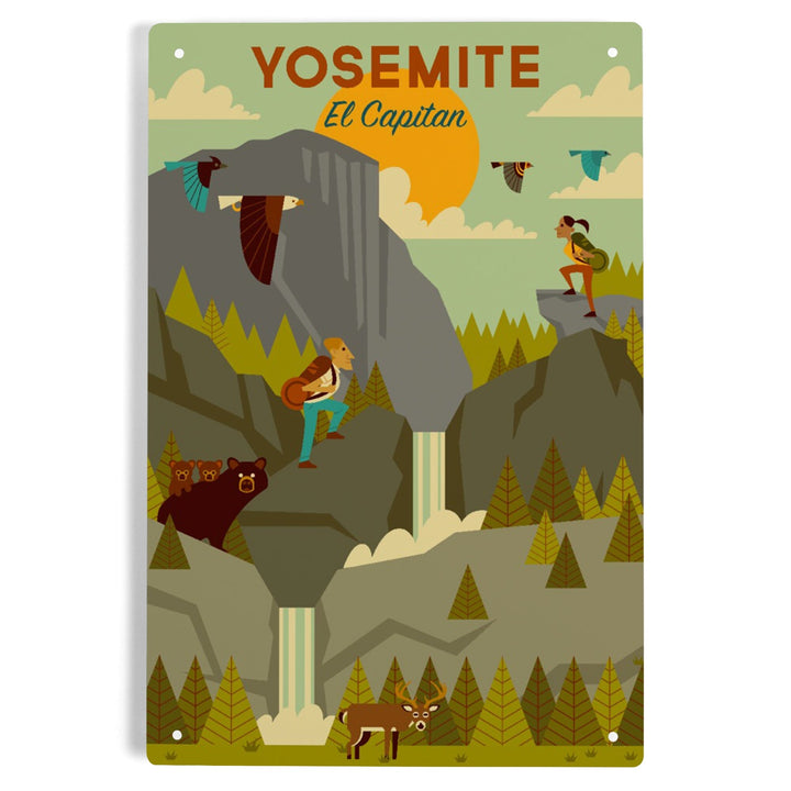 Yosemite National Park, California, El Capitan, Geometric National Park Series, Metal Signs Metal Lantern Press 