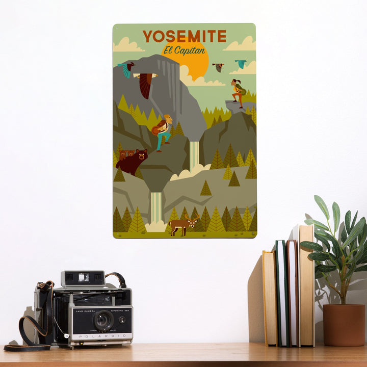 Yosemite National Park, California, El Capitan, Geometric National Park Series, Metal Signs Metal Lantern Press 