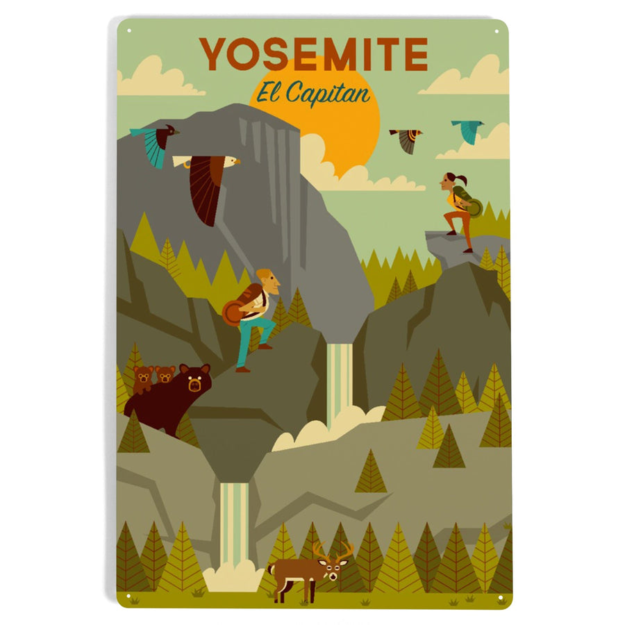 Yosemite National Park, California, El Capitan, Geometric National Park Series, Metal Signs Metal Lantern Press 