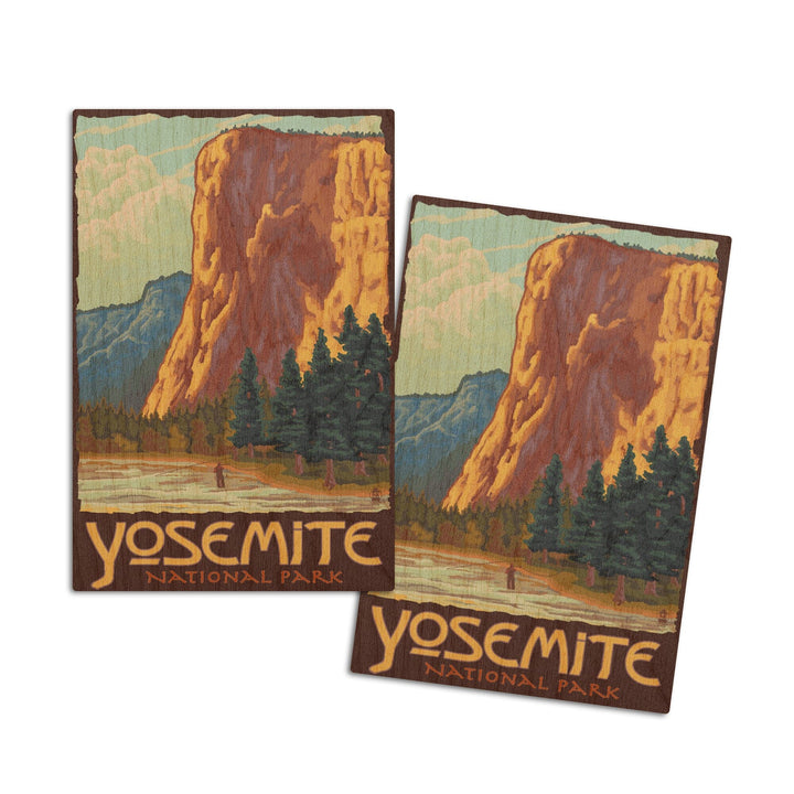 Yosemite National Park, California, El Capitan, Lantern Press Artwork, Wood Signs and Postcards Wood Lantern Press 4x6 Wood Postcard Set 
