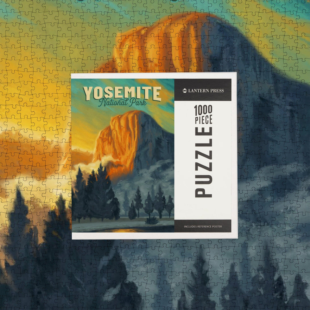 Yosemite National Park, California, El Capitan, Oil Painting, Jigsaw Puzzle Puzzle Lantern Press 