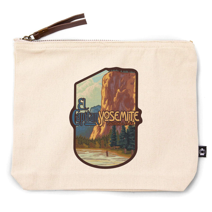 Yosemite National Park, California, El Capitan,, Organic Cotton Zipper Pouch, Go Bag Go Bag Lantern Press 