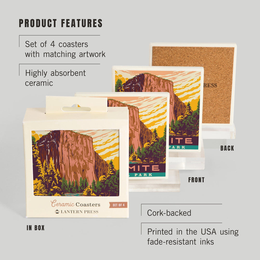 Yosemite National Park, California, Explorer Series, Coasters Coasters Lantern Press 