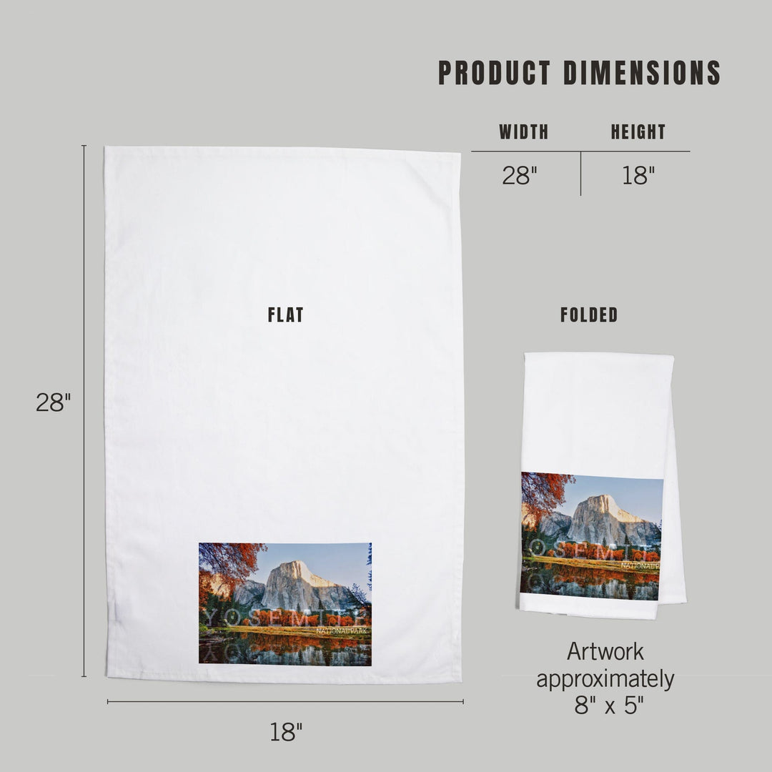 Yosemite National Park, California, Fall Colors and Reflection, Organic Cotton Kitchen Tea Towels Kitchen Lantern Press 
