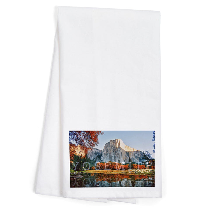 Yosemite National Park, California, Fall Colors and Reflection, Organic Cotton Kitchen Tea Towels Kitchen Lantern Press 
