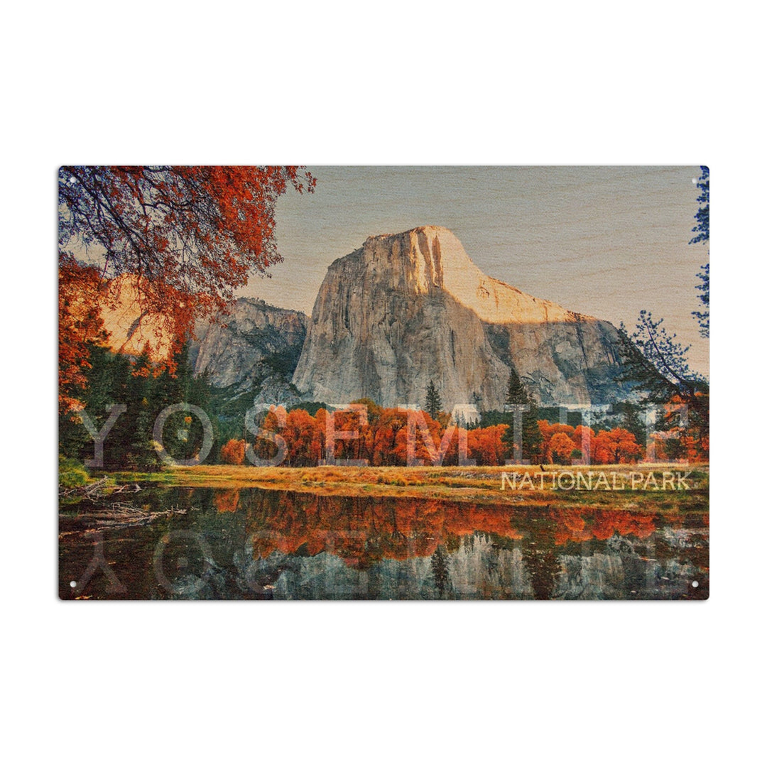 Yosemite National Park, California, Fall Colors & Reflection, Lantern Press Photography, Wood Signs and Postcards Wood Lantern Press 10 x 15 Wood Sign 