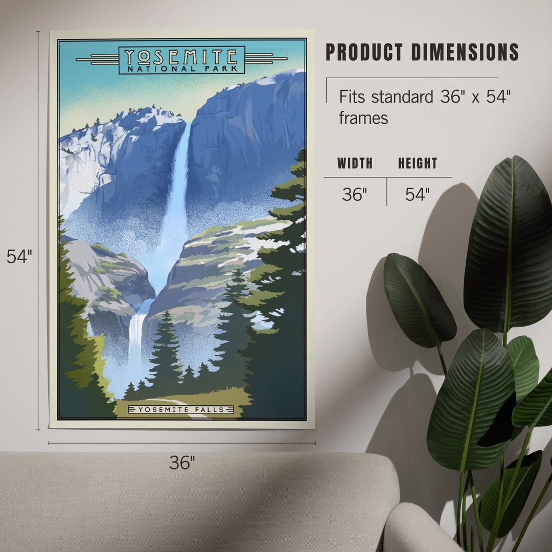 Yosemite National Park, California, Falls, Lithograph National Park Series, Art & Giclee Prints Art Lantern Press 