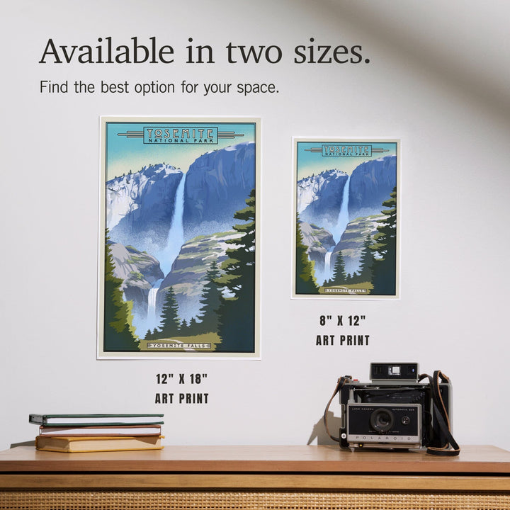Yosemite National Park, California, Falls, Lithograph National Park Series, Art & Giclee Prints Art Lantern Press 