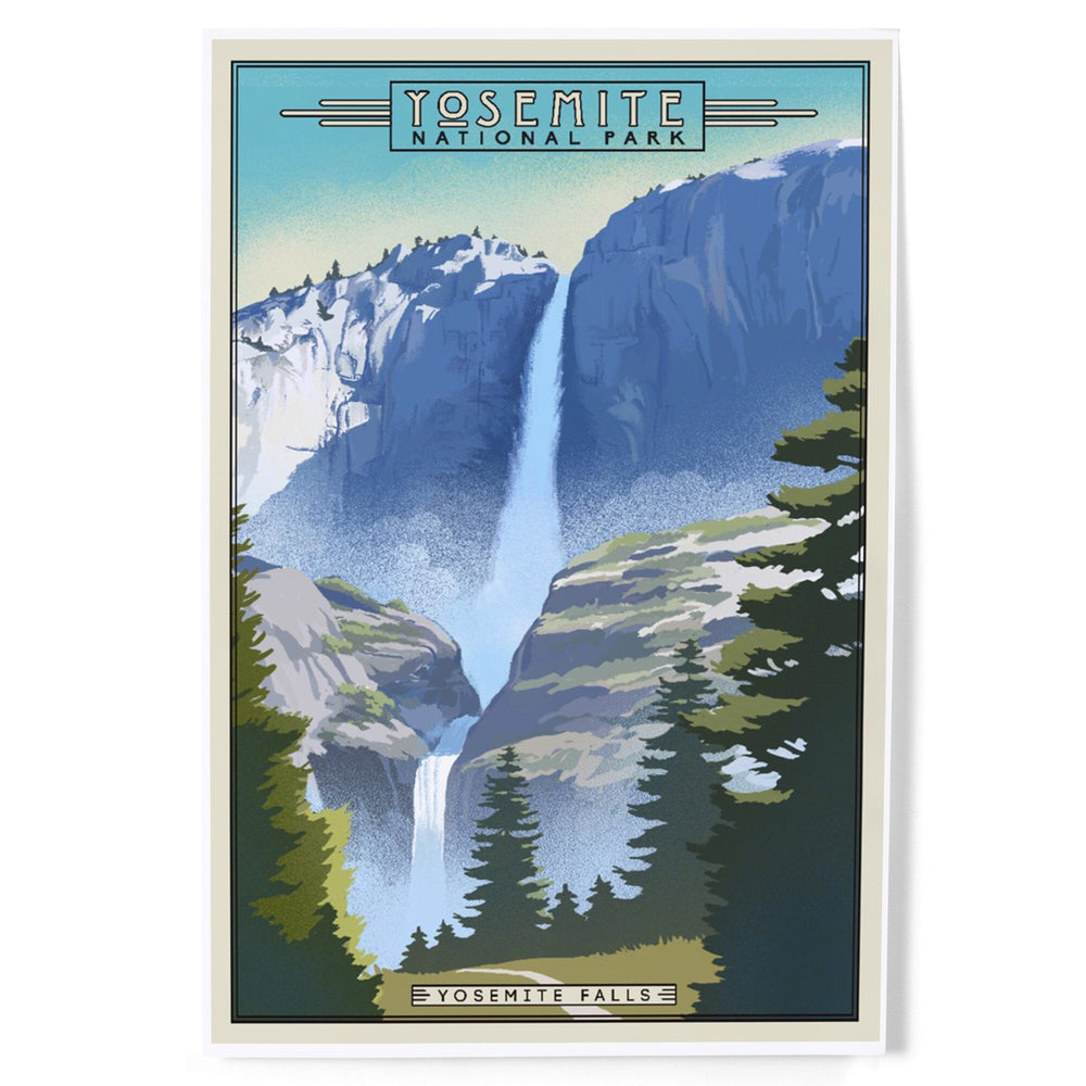 Yosemite National Park, California, Falls, Lithograph National Park Series, Art & Giclee Prints Art Lantern Press 8 x 12 Art Print 