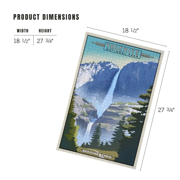Yosemite National Park, California, Falls, Lithograph National Park Series, Jigsaw Puzzle Puzzle Lantern Press 