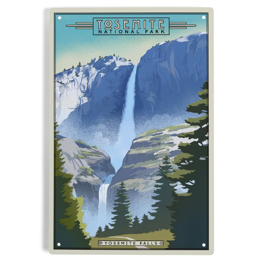 Yosemite National Park, California, Falls, Lithograph National Park Series, Metal Signs Metal Lantern Press 