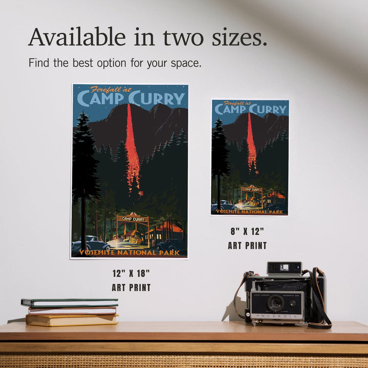 Yosemite National Park, California, Firefall and Camp Curry, Art & Giclee Prints Art Lantern Press 