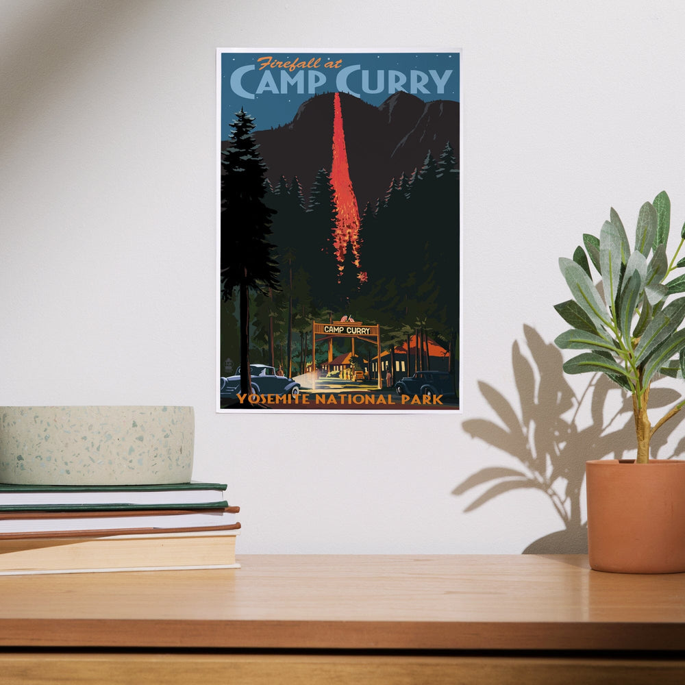 Yosemite National Park, California, Firefall and Camp Curry, Art & Giclee Prints Art Lantern Press 