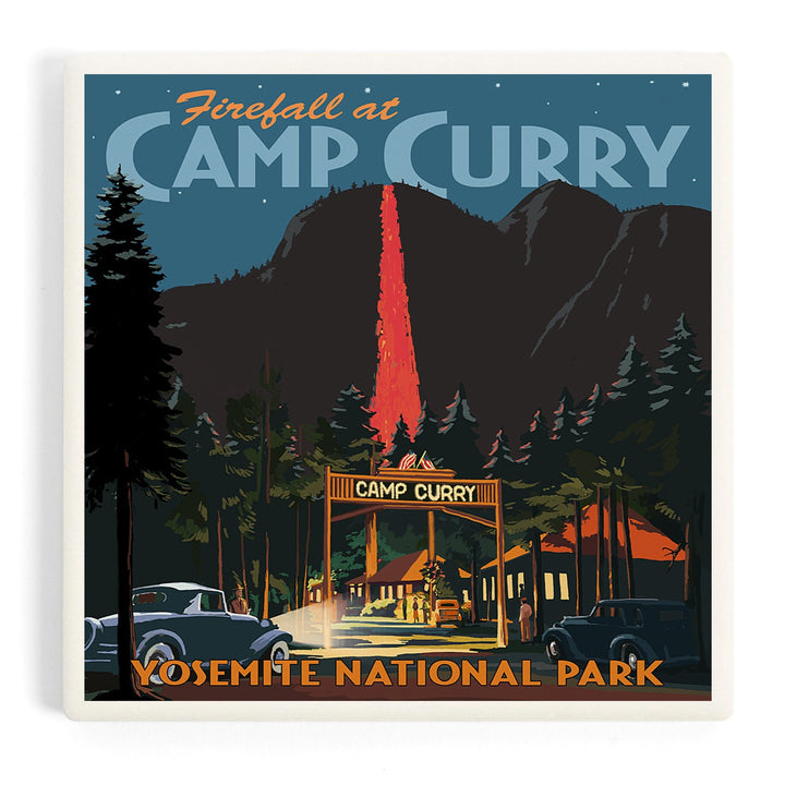 Yosemite National Park, California, Firefall and Camp Curry, Coasters Coasters Lantern Press 