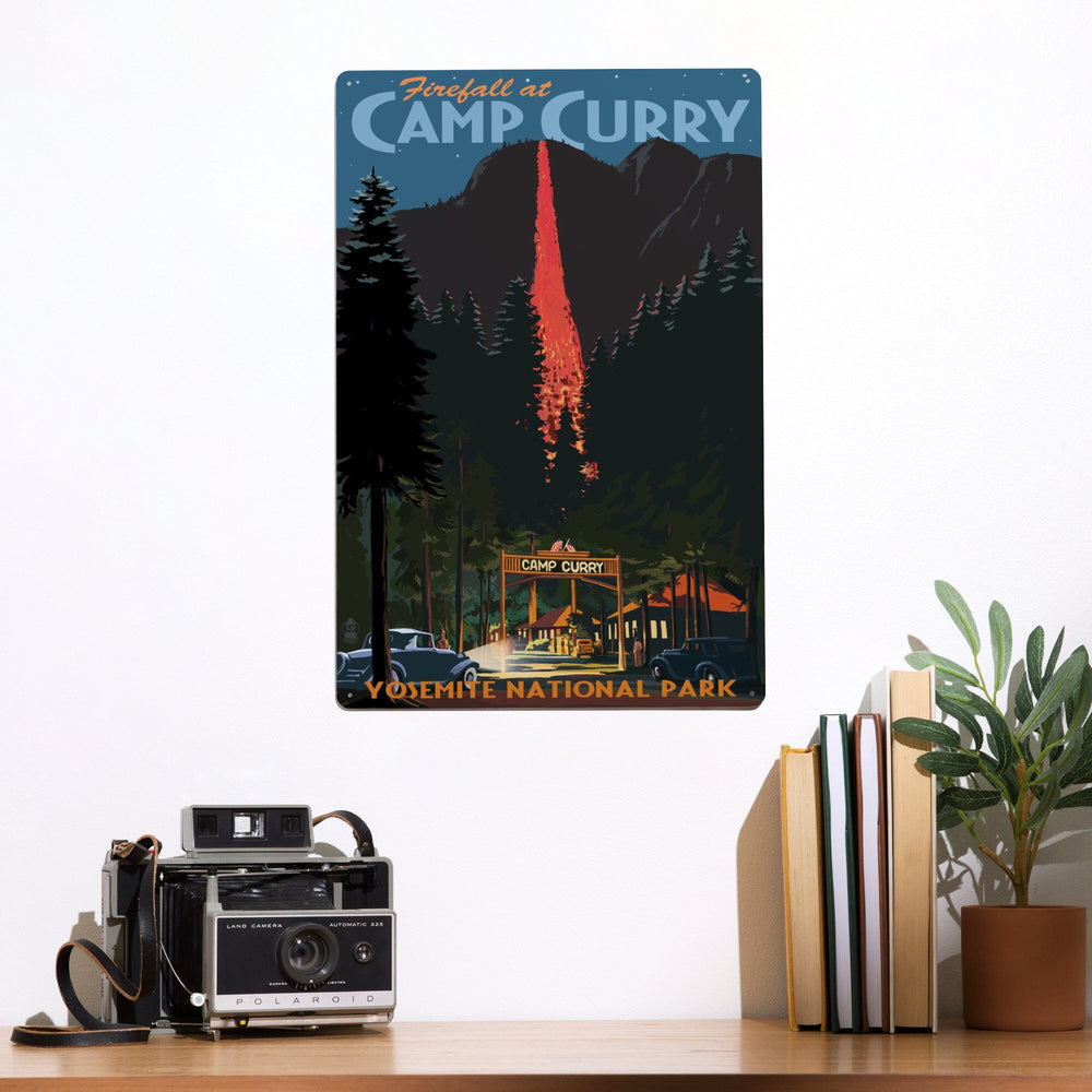 Yosemite National Park, California, Firefall and Camp Curry, Metal Signs Metal Lantern Press 