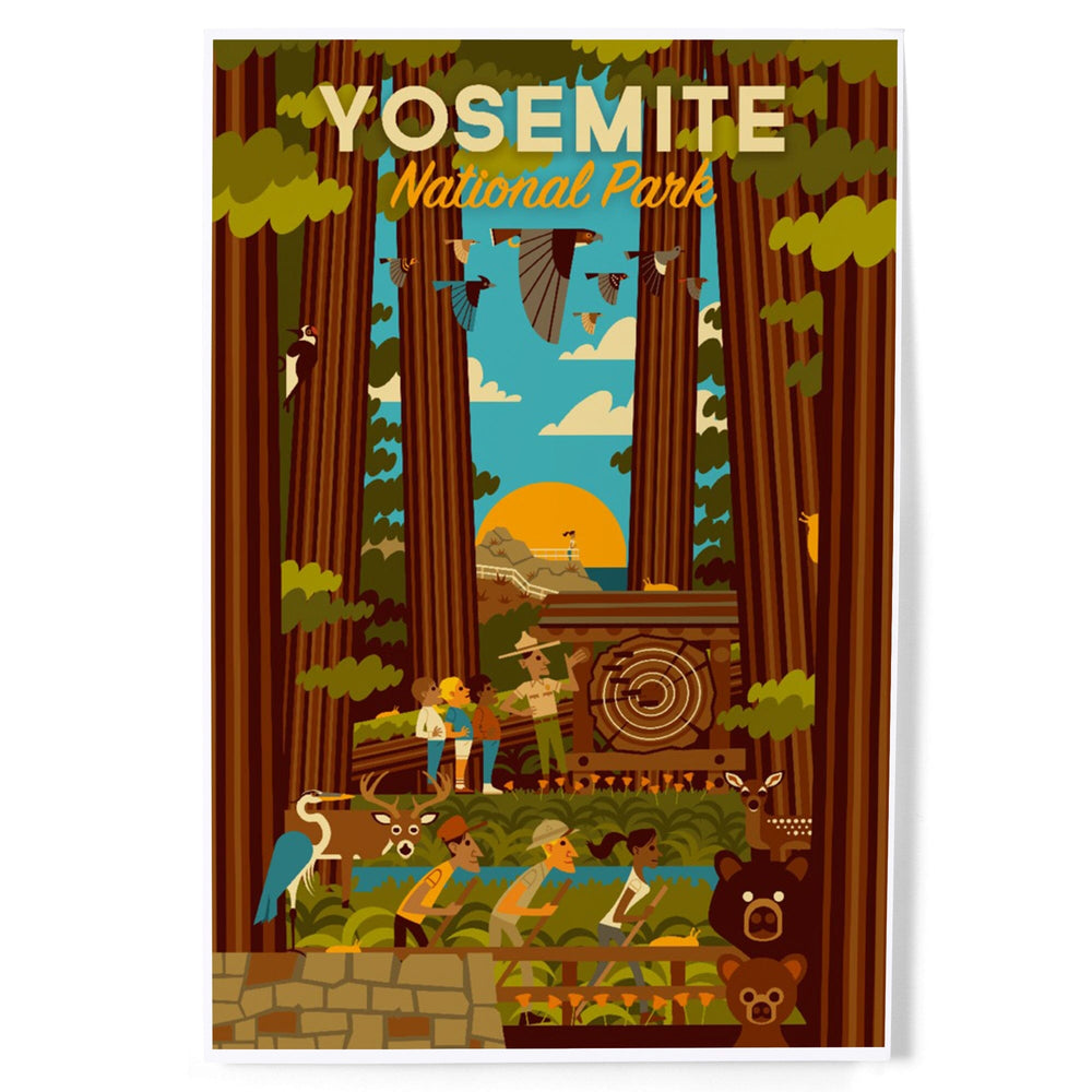 Yosemite National Park, California, Forest, Geometric, Art & Giclee Prints Art Lantern Press 8 x 12 Art Print 