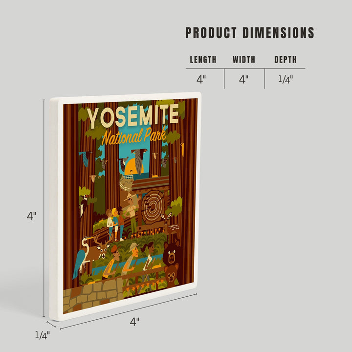 Yosemite National Park, California, Forest, Geometric, Coasters Coasters Lantern Press 