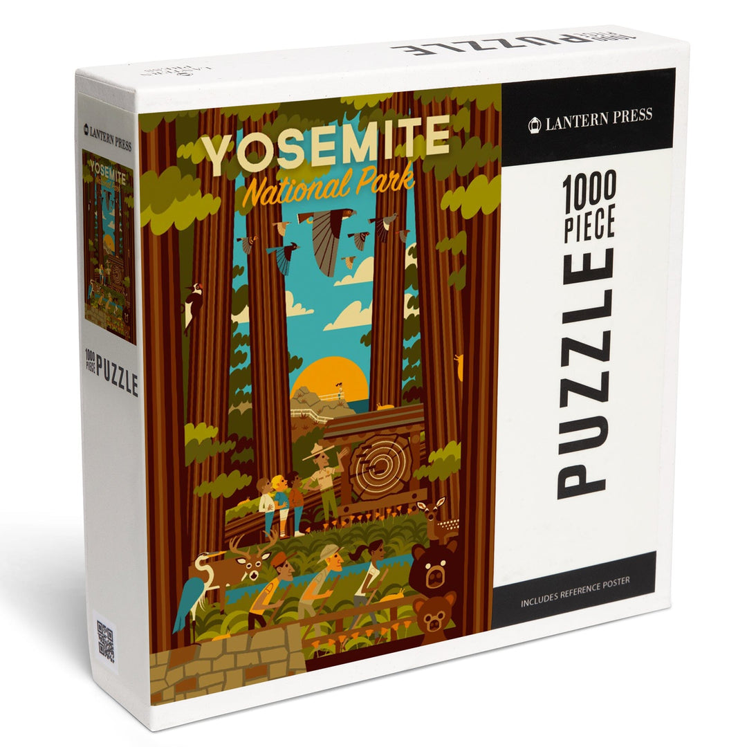 Yosemite National Park, California, Forest, Geometric, Jigsaw Puzzle Puzzle Lantern Press 