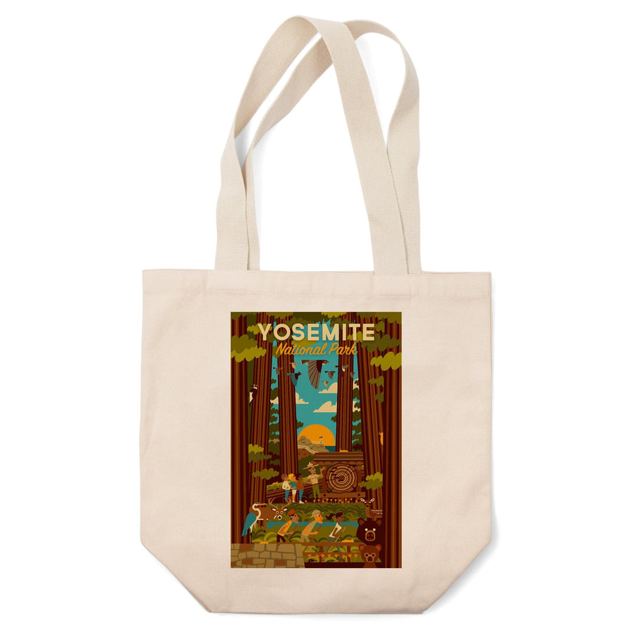 Yosemite National Park, California, Forest, Geometric, Lantern Press Artwork, Tote Bag Totes Lantern Press 