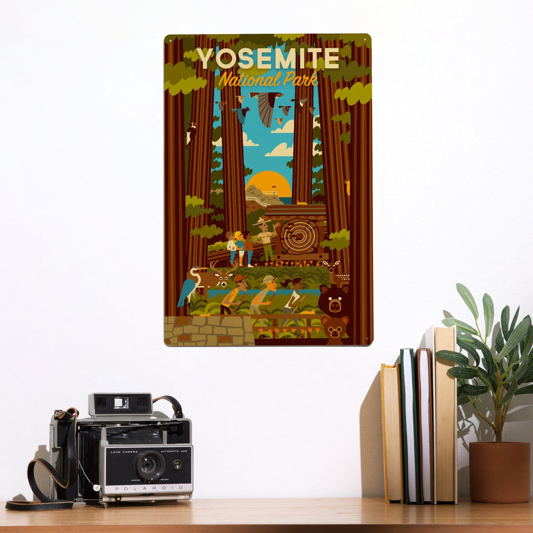 Yosemite National Park, California, Forest, Geometric, Metal Signs Metal Lantern Press 