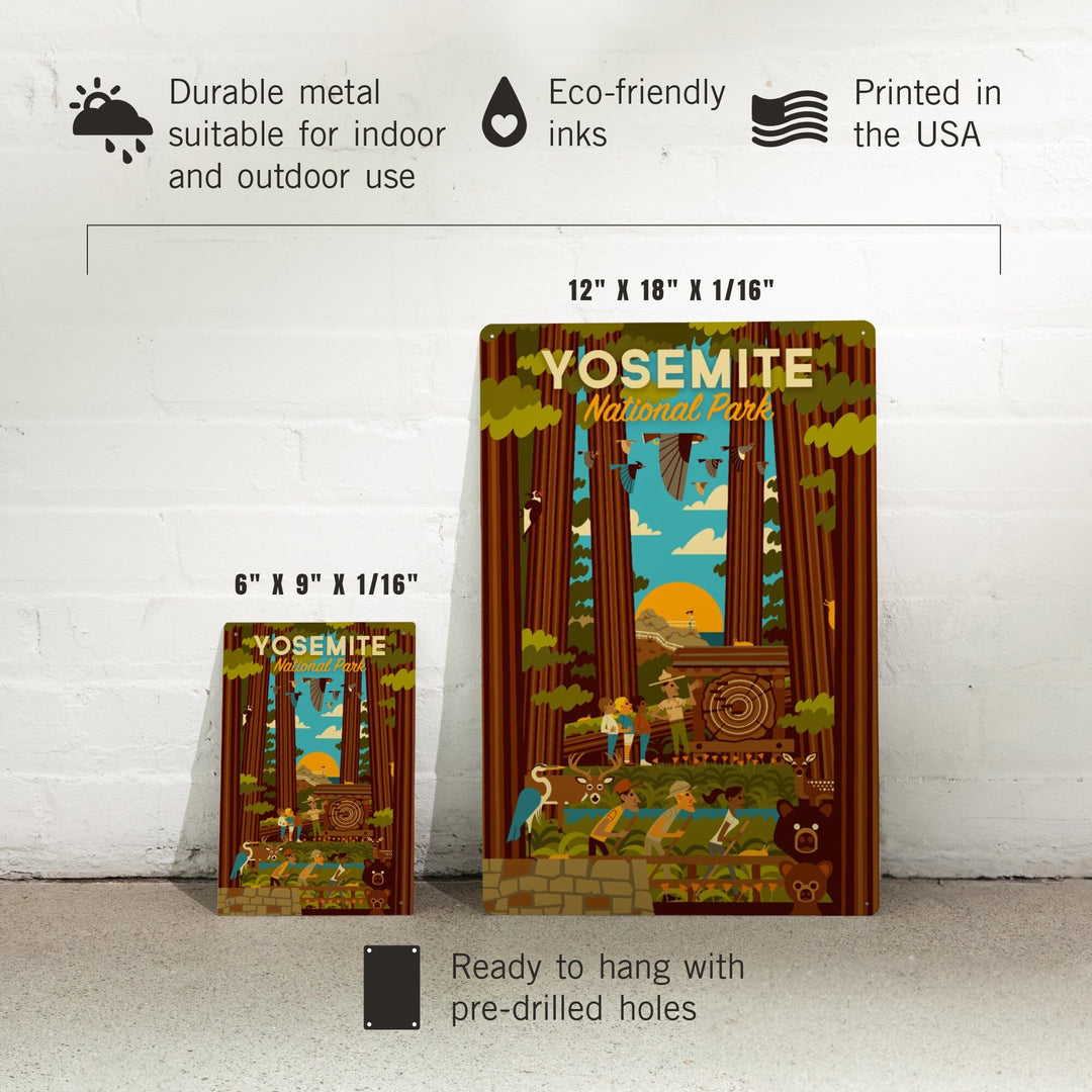 Yosemite National Park, California, Forest, Geometric, Metal Signs Metal Lantern Press 