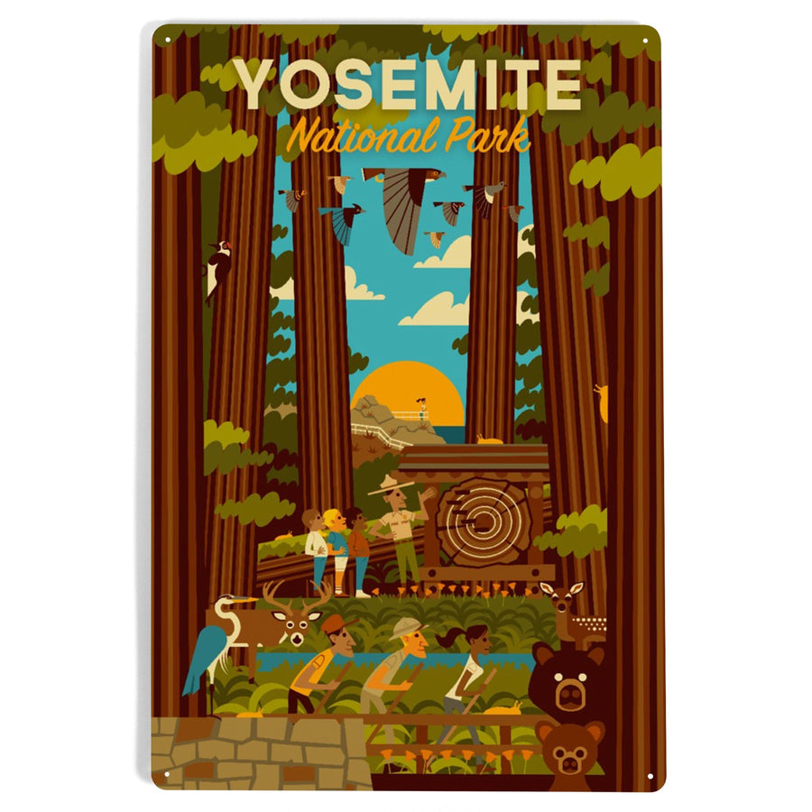 Yosemite National Park, California, Forest, Geometric, Metal Signs Metal Lantern Press 