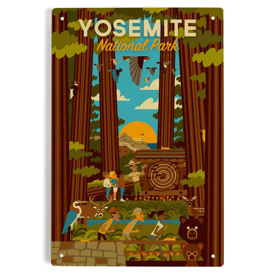 Yosemite National Park, California, Forest, Geometric, Metal Signs Metal Lantern Press 