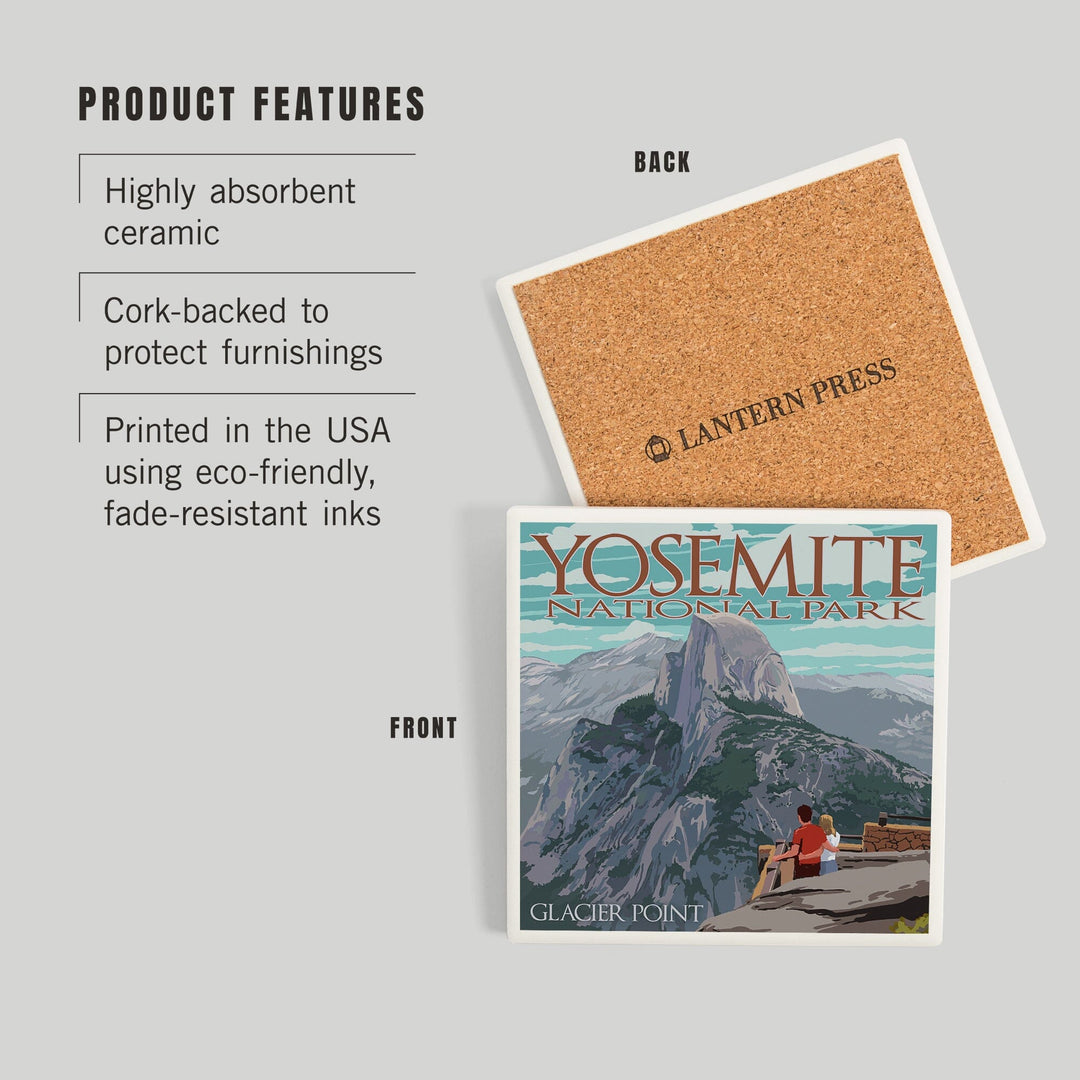 Yosemite National Park, California, Glacier Point and Half Dome, Coasters Coasters Lantern Press 
