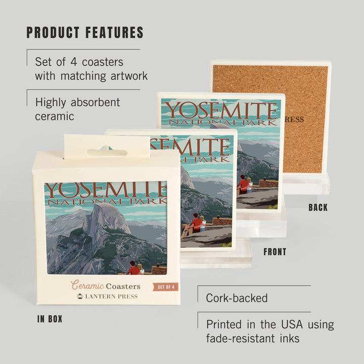 Yosemite National Park, California, Glacier Point and Half Dome, Coasters Coasters Lantern Press 
