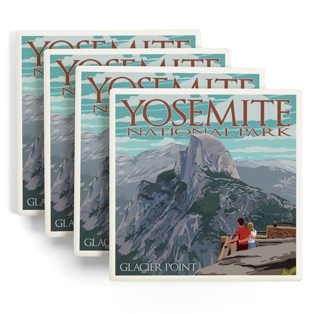 Yosemite National Park, California, Glacier Point and Half Dome, Coasters Coasters Lantern Press 