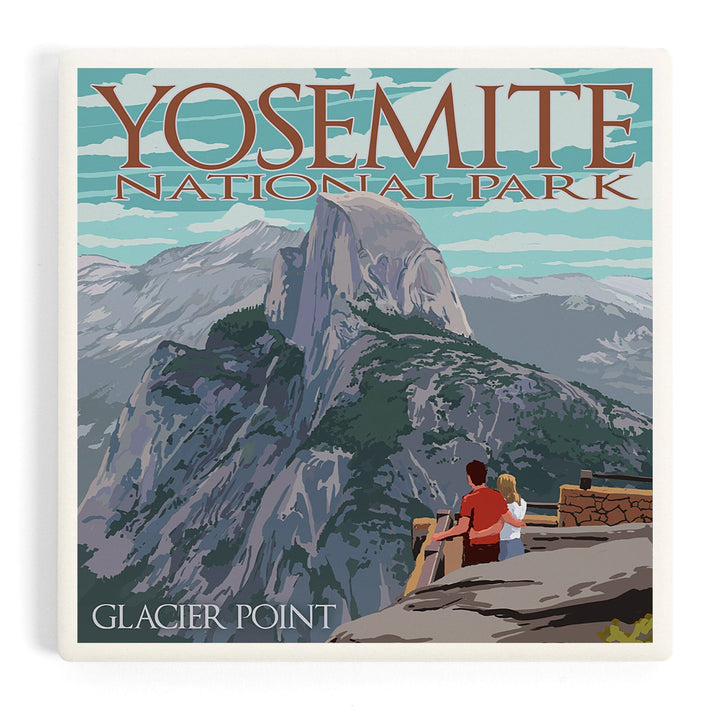 Yosemite National Park, California, Glacier Point and Half Dome, Coasters Coasters Lantern Press 