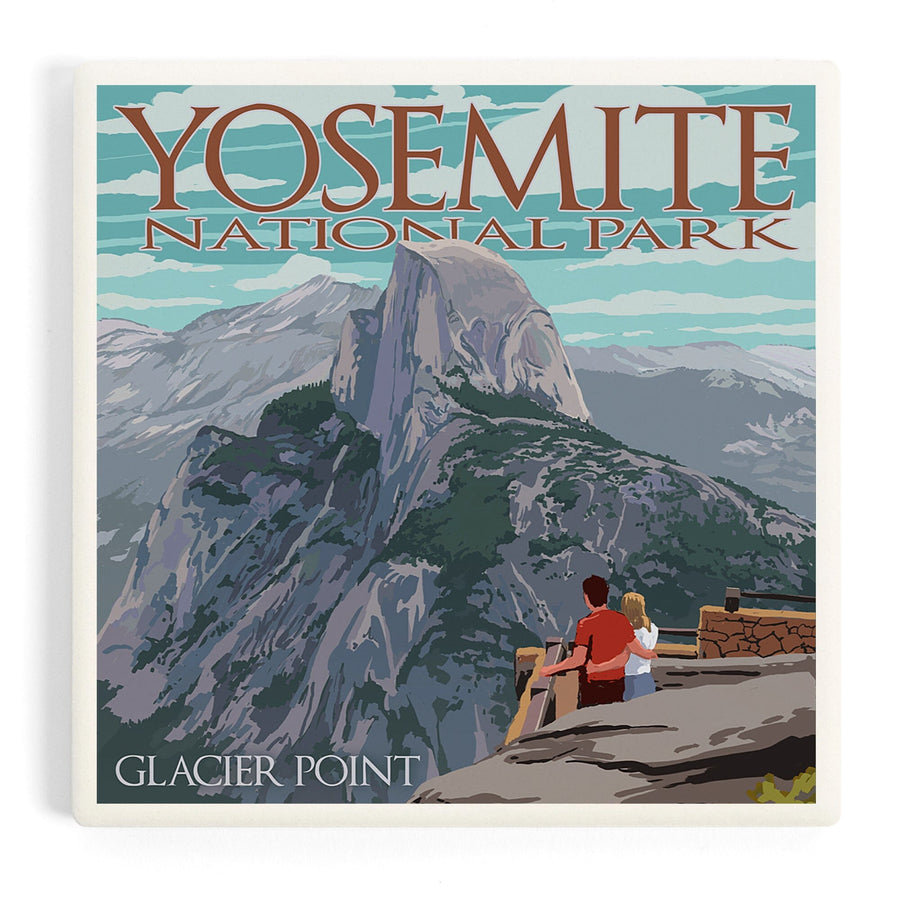 Yosemite National Park, California, Glacier Point and Half Dome, Coasters Coasters Lantern Press 