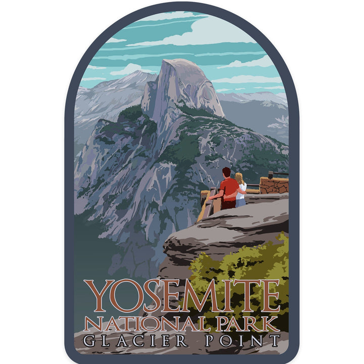 Yosemite National Park, California, Glacier Point and Half Dome, Contour, Vinyl Sticker Sticker Lantern Press 