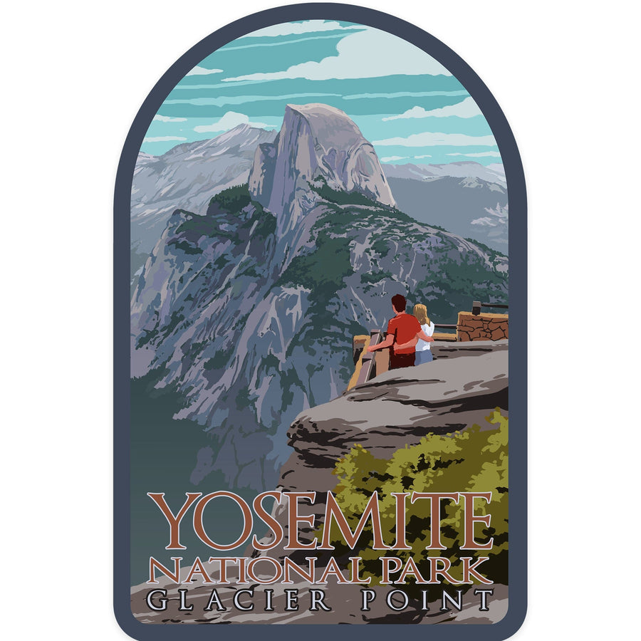 Yosemite National Park, California, Glacier Point and Half Dome, Contour, Vinyl Sticker Sticker Lantern Press 