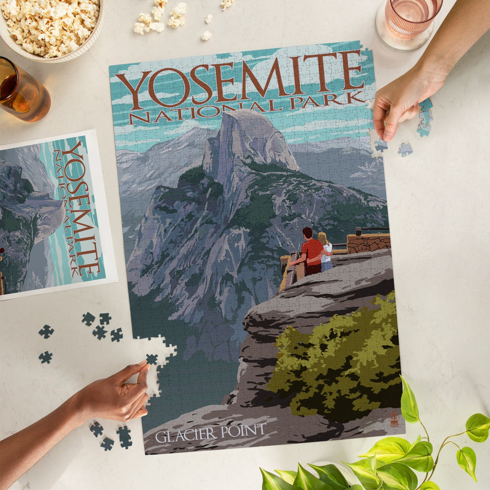 Yosemite National Park, California, Glacier Point and Half Dome, Jigsaw Puzzle Puzzle Lantern Press 