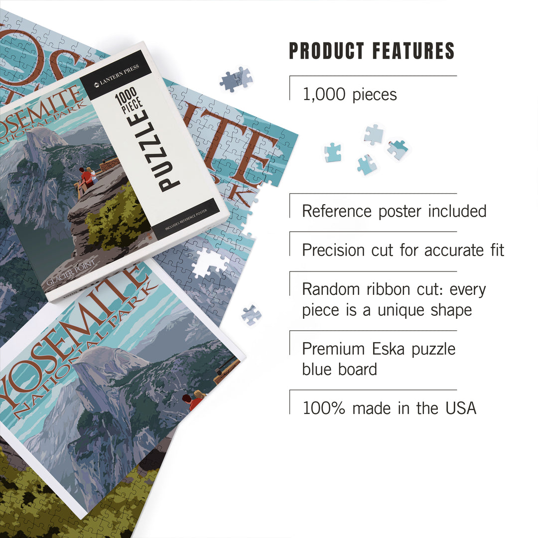 Yosemite National Park, California, Glacier Point and Half Dome, Jigsaw Puzzle Puzzle Lantern Press 