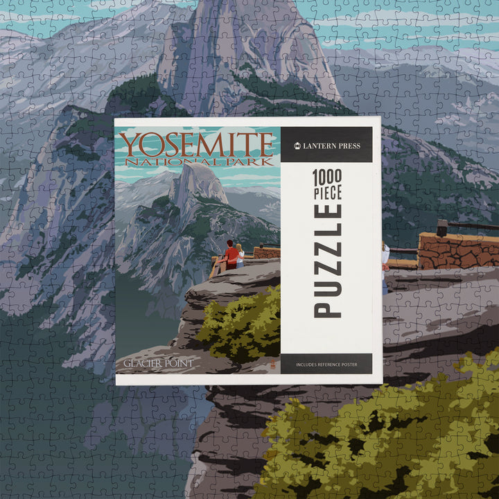 Yosemite National Park, California, Glacier Point and Half Dome, Jigsaw Puzzle Puzzle Lantern Press 