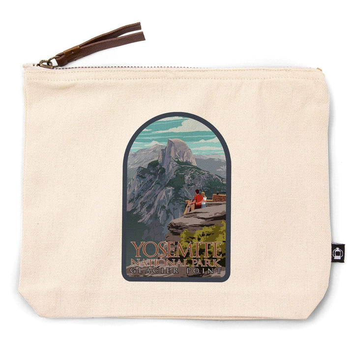 Yosemite National Park, California, Glacier Point and Half Dome,, Organic Cotton Zipper Pouch, Go Bag Go Bag Lantern Press 
