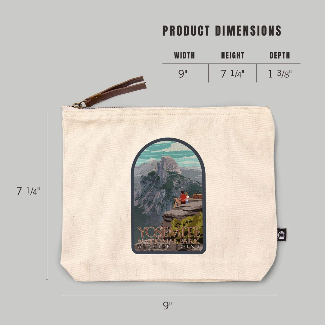 Yosemite National Park, California, Glacier Point and Half Dome,, Organic Cotton Zipper Pouch, Go Bag Go Bag Lantern Press 