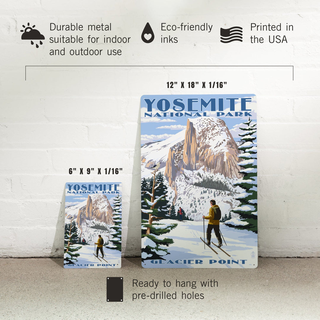 Yosemite National Park, California, Glacier Point and Half Dome, Ski Scene, Metal Signs Metal Lantern Press 