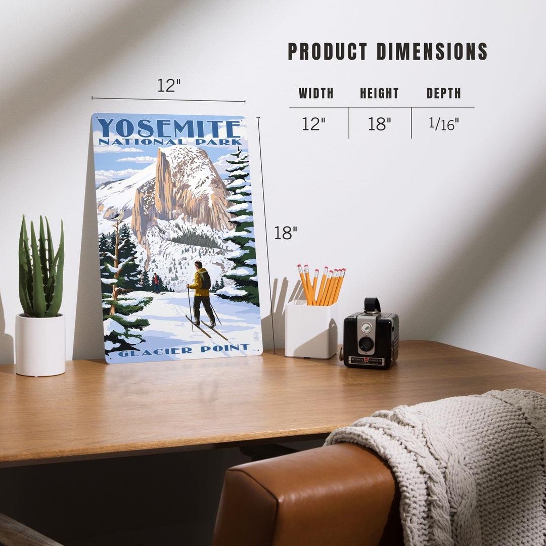 Yosemite National Park, California, Glacier Point and Half Dome, Ski Scene, Metal Signs Metal Lantern Press 