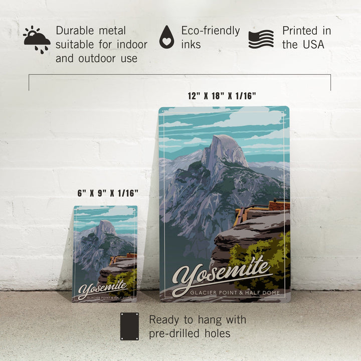 Yosemite National Park, California, Glacier Point and Half Dome View, Metal Signs Metal Lantern Press 