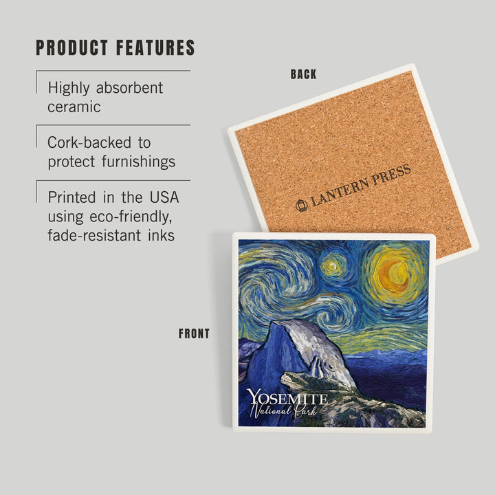 Yosemite National Park, California, Glacier Point, Starry Night National Park Series, Coasters Coasters Lantern Press 