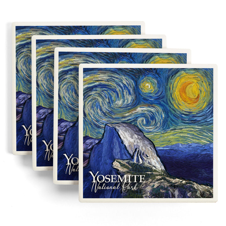 Yosemite National Park, California, Glacier Point, Starry Night National Park Series, Coasters Coasters Lantern Press 