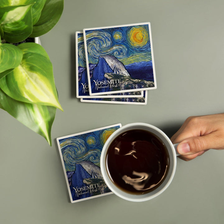 Yosemite National Park, California, Glacier Point, Starry Night National Park Series, Coasters Coasters Lantern Press 