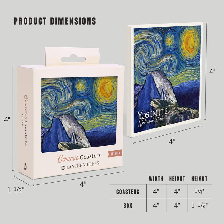 Yosemite National Park, California, Glacier Point, Starry Night National Park Series, Coasters Coasters Lantern Press 