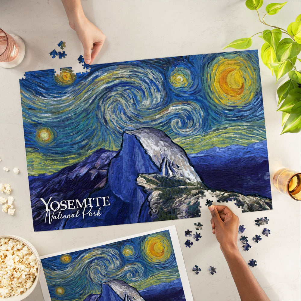 Yosemite National Park, California, Glacier Point, Starry Night National Park Series, Jigsaw Puzzle Puzzle Lantern Press 