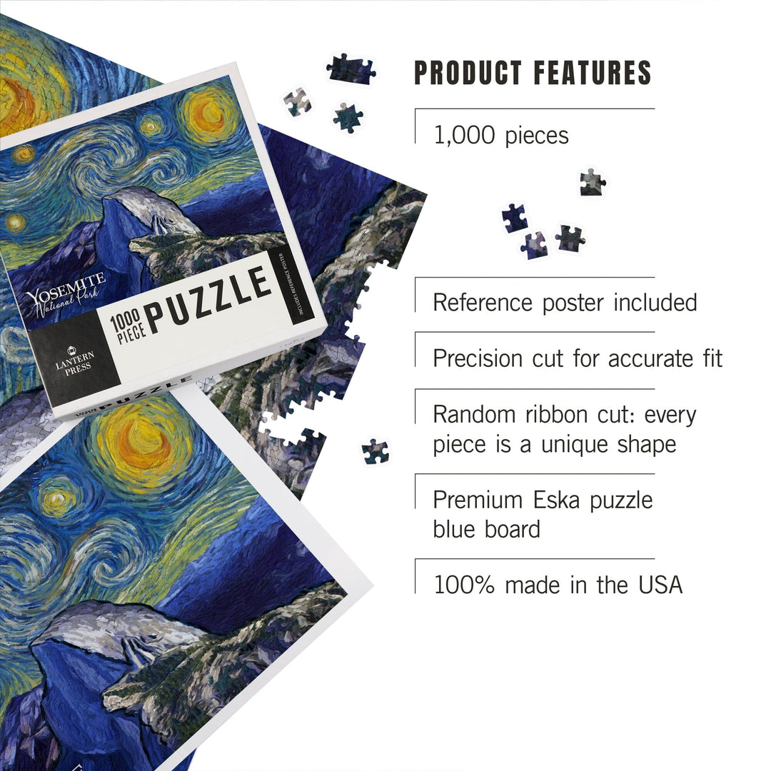 Yosemite National Park, California, Glacier Point, Starry Night National Park Series, Jigsaw Puzzle Puzzle Lantern Press 